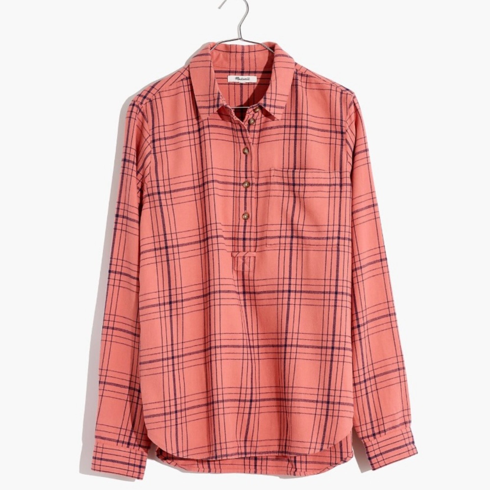 Madewell Flannel Popover Shirt in Colcord Plaid Small